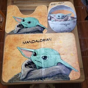 3 Piece Star Wars Mandalorian Grogu Kids Bathroom Bath Mat Set